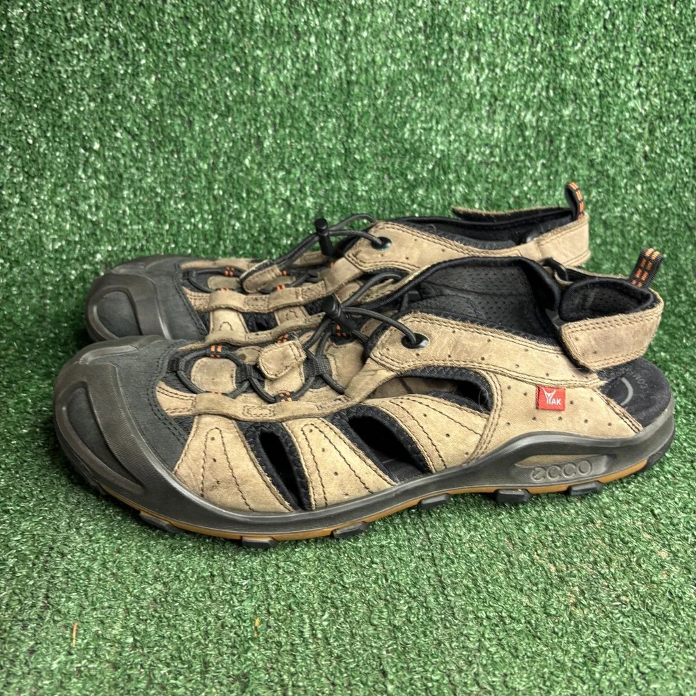 ECCO Terra VG Yak Leather Fisherman Hiking Sport Sandal Brown Mens Size 13.-13.5